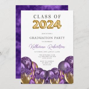 Gold and Purple Graduation Invitation