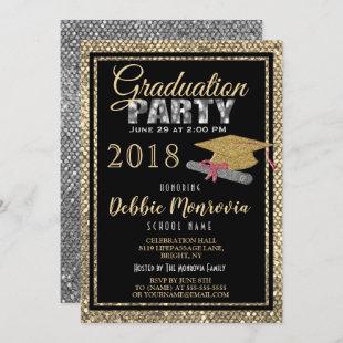 Gold and Silver Fun Graduation Party Invitation