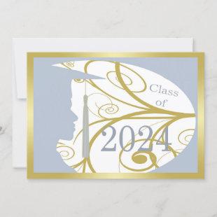 Gold and Sky-Blue Man Silhouette 2024 Card