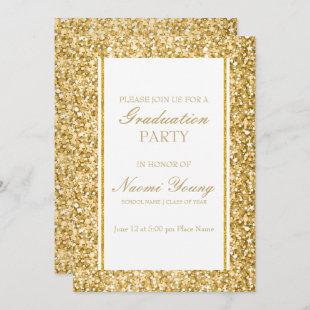 Gold And White Glitter Invitation