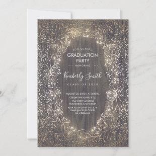 Gold Baby's Breath Rustic Country Graduation Party Invitation