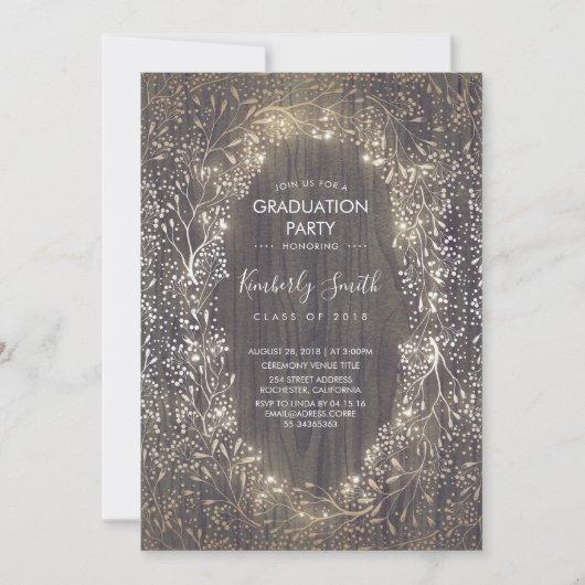 Gold Baby's Breath Rustic Country Graduation Party Invitation