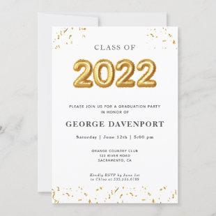 Gold Balloons 2022 Graduation party invitation