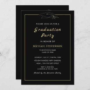Gold Black Elegant Graduation Party Invitation