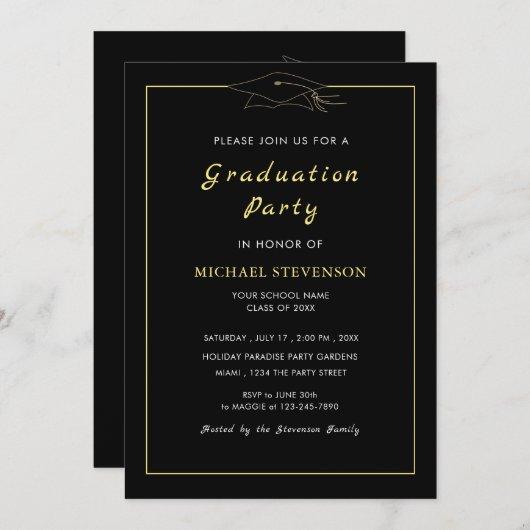 Gold Black Elegant Graduation Party Invitation