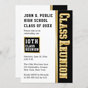 Gold | Black Modern Class Reunion Party Invitation
