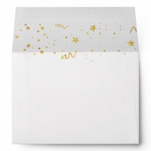 Gold Celebration on Black Baby Shower Invitation Envelope