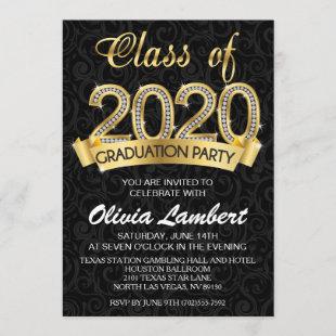 Gold Class of 2020 Graduation Party Invitations