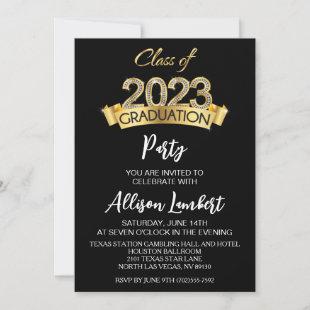 Gold Class of 2023 Graduation Party Invitations