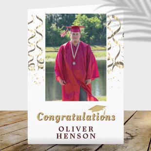 Gold Confetti Congratulations Graduation Photo  Card