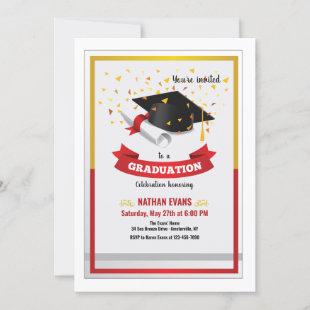 Gold Confetti Graduation Party Invitation