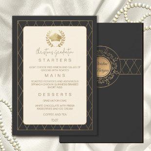 Gold Elegant Ornate Romantic Dinner Graduation Invitation