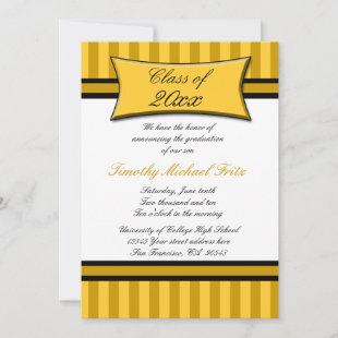 Gold elegant stripe graduation ceremony invitation