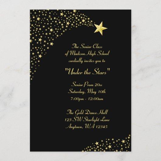Gold Falling Stars Prom Formal Invitations