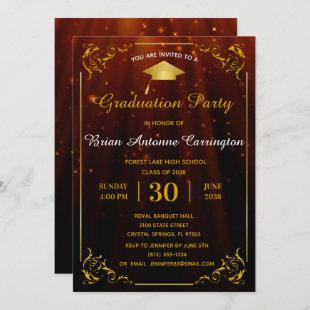 Gold Flourish Frame Graduation Party Invitation