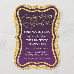 Gold Foil Congratulations Graduation Invitation