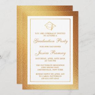 Gold Foil Graduation Hat Graduation Party Invitation