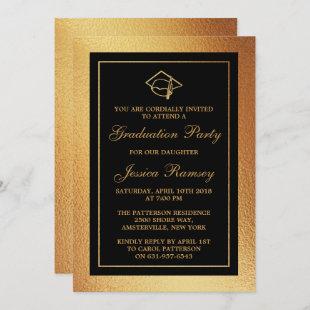 Gold Foil Graduation Hat Graduation Party Invitation