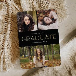 Gold Foil Photo Collage Graduation Announcement