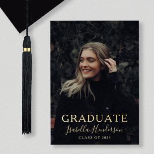 Gold Foil Script Photo Graduation Announcement