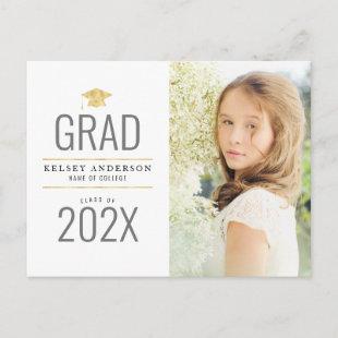 gold foil simple college graduation announcement postcard