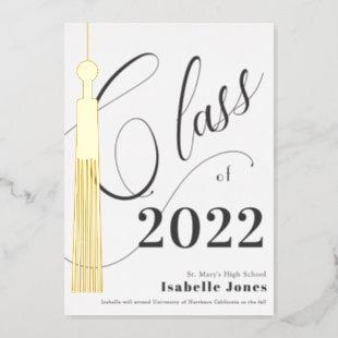 Gold Foil Tassel White Graduation Foil Invitation