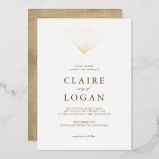 Gold Ginkgo Leaf Elegant Wedding Foil Invitation