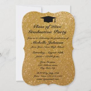 Gold glitter 2020 graduation party invitations