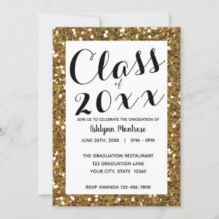 Gold Glitter Class of 2024 Graduation Invitation