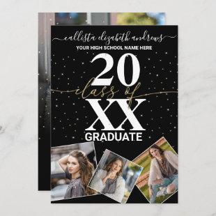 Gold Glitter Confetti Class of Graduation Photo Announcement