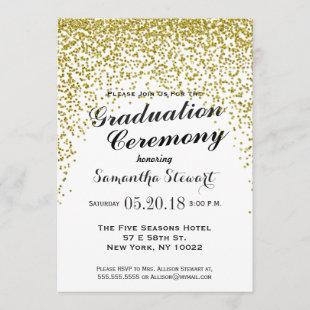 Gold Glitter Confetti Graduation Ceremony Invites