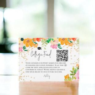 Gold glitter floral botanical fund graduation enclosure card