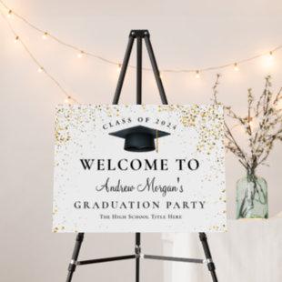 Gold Glitter Grad Cap Graduation Party Welcome Foam Board