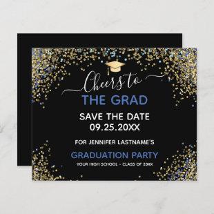 Gold Glitter Graduation Party Save the Date Invita