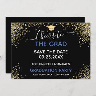 Gold Glitter Graduation Party Save the Date Invitation
