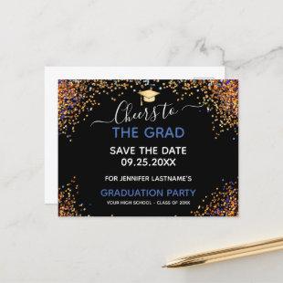 Gold Glitter Graduation Party Save the Date Postca Postcard