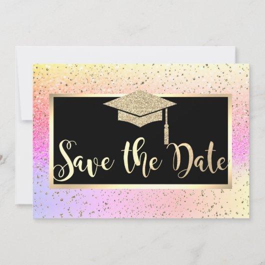 Gold Glitter Ombre Graduation Save The Date
