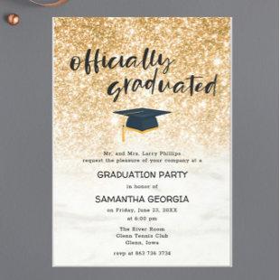 Gold Glitter Ombre Script Luxury Graduation Invitation