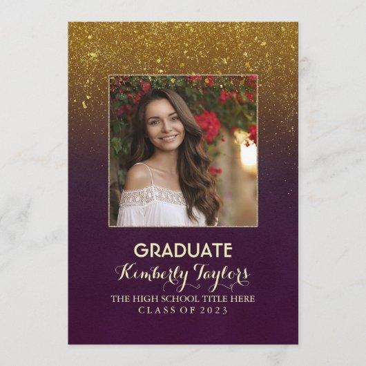 Gold Glitter Photo Graduation Party Announcement