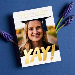 GOLD GRAD "YAY!" college graduation Announcement