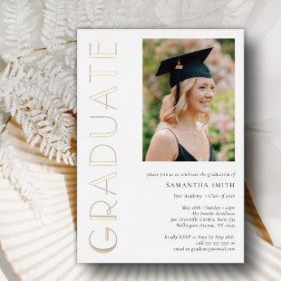 Gold Graduate Modern Typography Graduation Party Foil Invitation