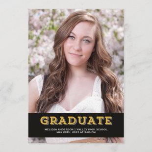 Gold Graduate Senior Portrait Invitation