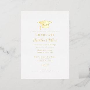 Gold Graduation Hat Simple Graduation Foil Invitation