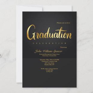 Gold Graduation Lettering Invitation