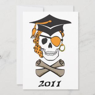 Gold Graduation Pirate Skull Invitation