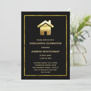 Gold House Symbol Real Estate Design Graduation Invitation