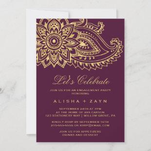 Gold Indian Paisley Let's Celebrate Invitation
