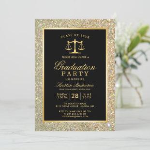 Gold Justice Scale Law School Graduation Party Invitation