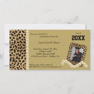 Gold Leopard And Matching Pearls  Invitation