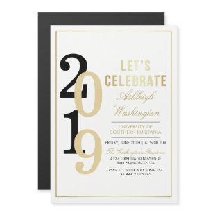 Gold Let's Celebrate | White Graduation Party Magnetic Invitation